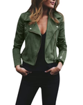 Women's Biker Jacket with Suede Look and Zipper