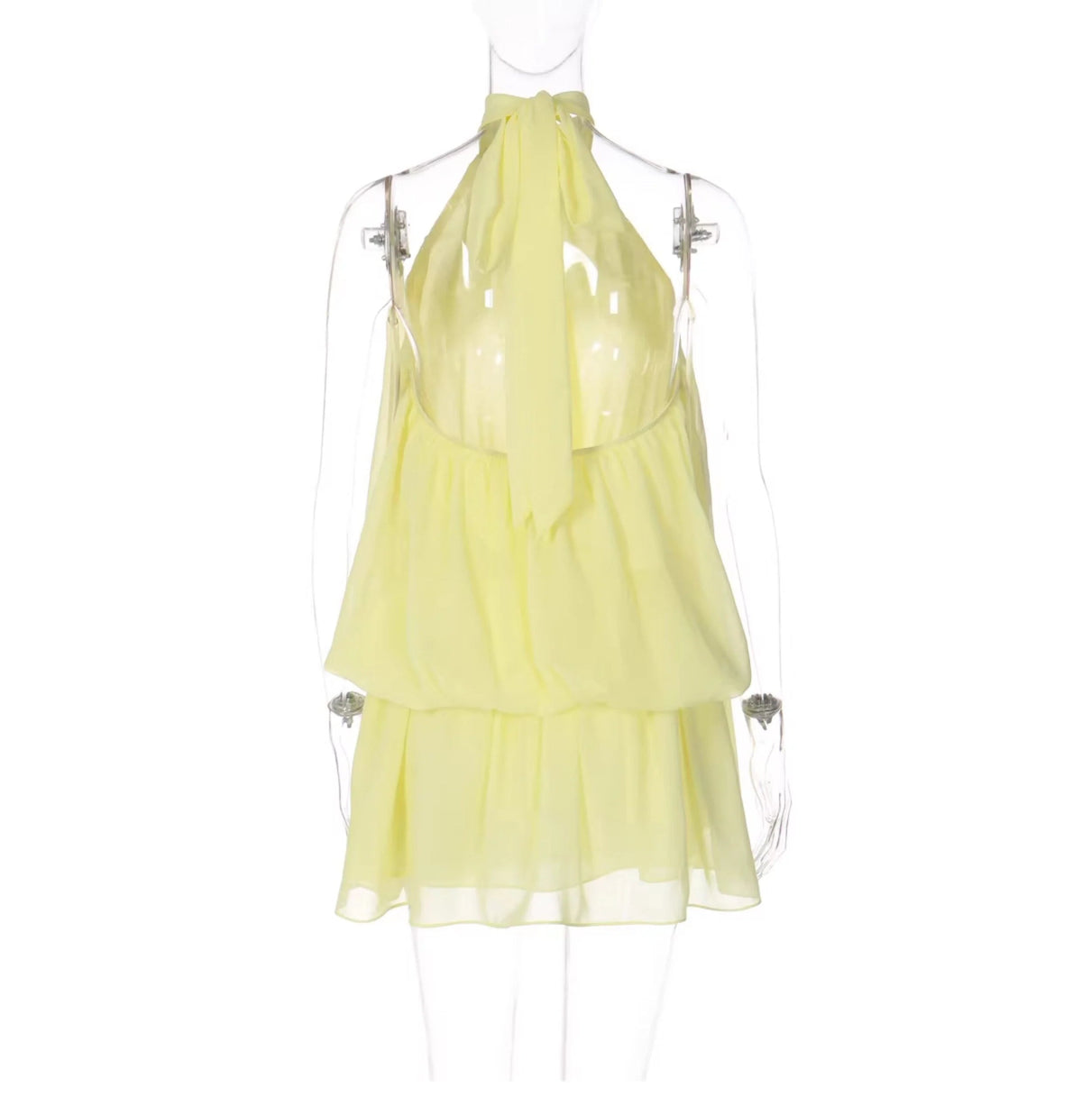 Chiffon Halter Backless Mini Dress