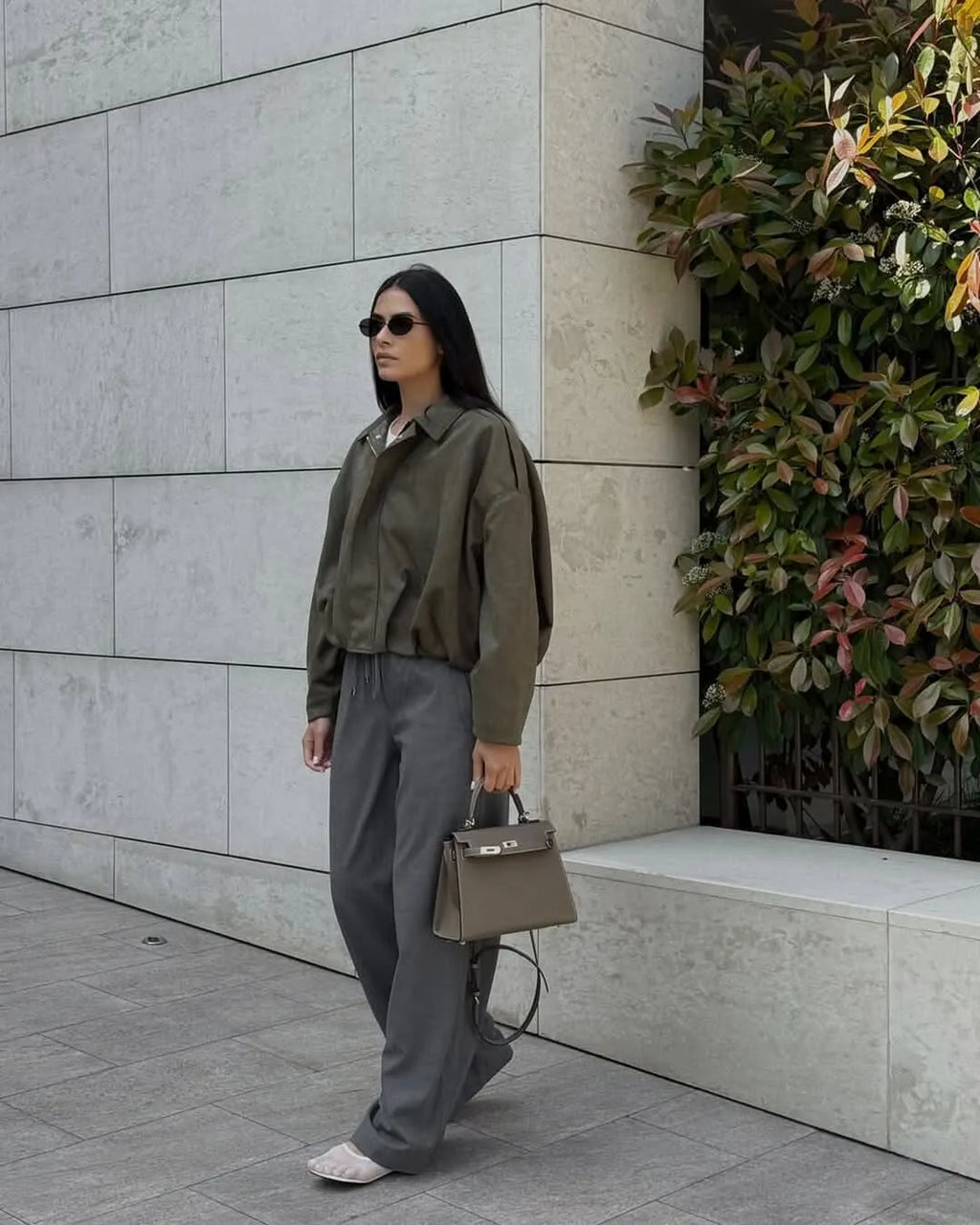 Lara Suede Bomber Jacket