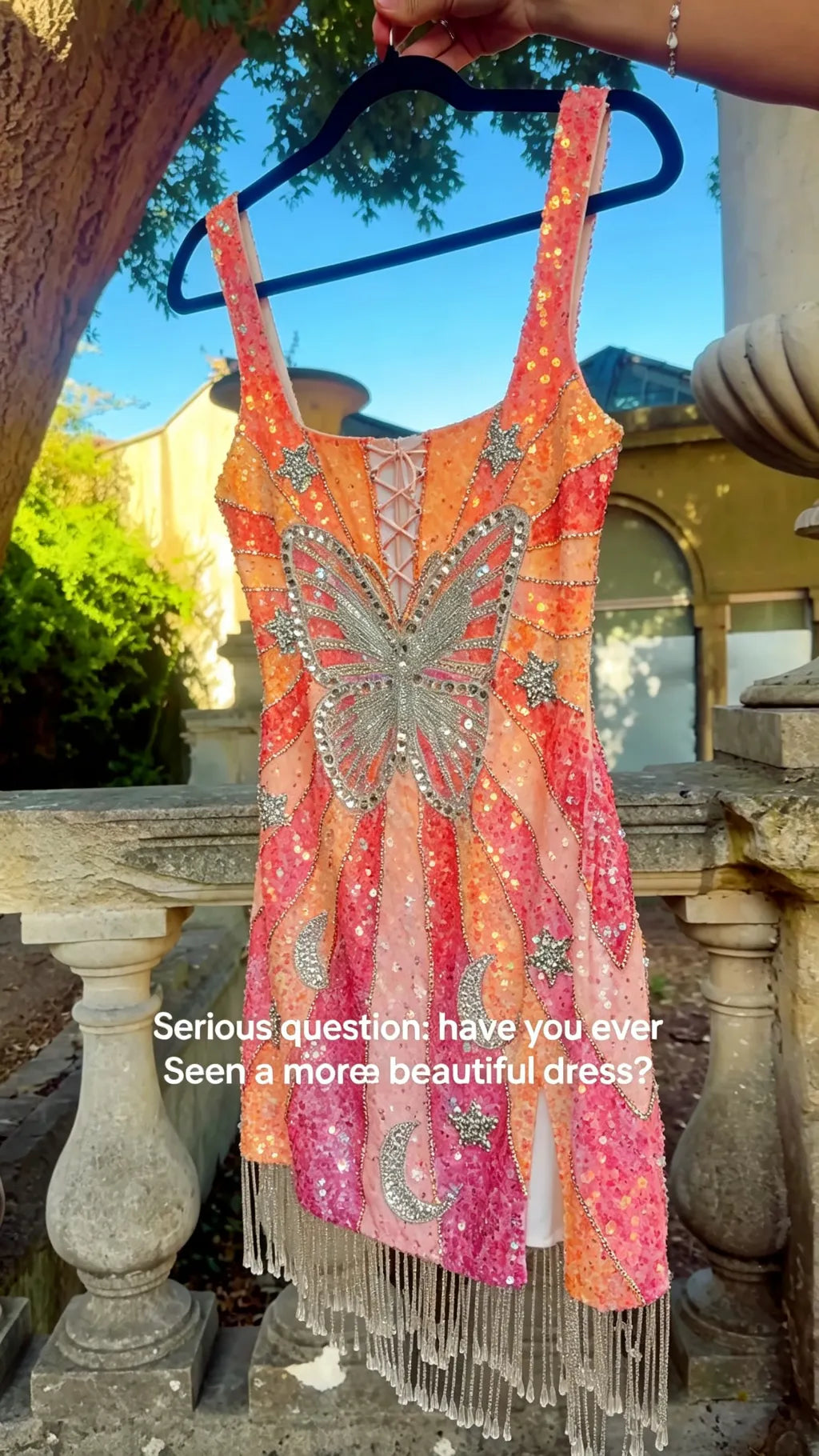 Magical Butterfly Star Sequin Fringe Mini Dress for Festival and Fairy Party