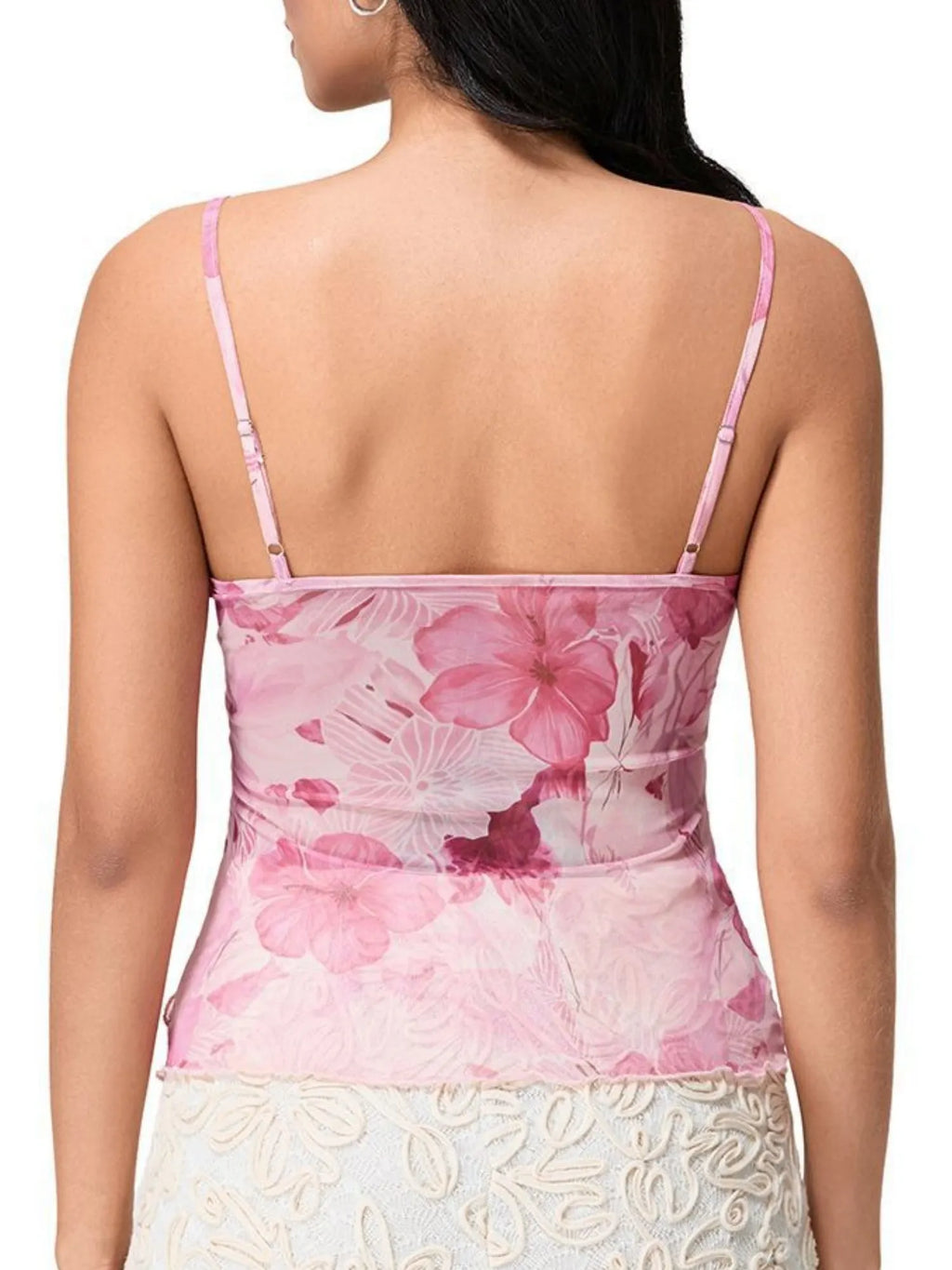 Printed Color Blocking Mesh Splicing Tank Tops&Camis