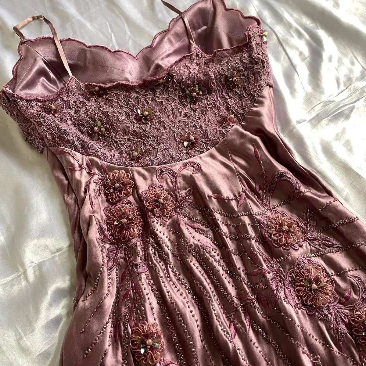 Pink Purple Retro Fashion Beautiful Dreamy Exquisite Floral Beaded Spaetti Straps Short Mid-Length satin Prom Dress Evening Party Dress Prom Dress Homecoming Dress