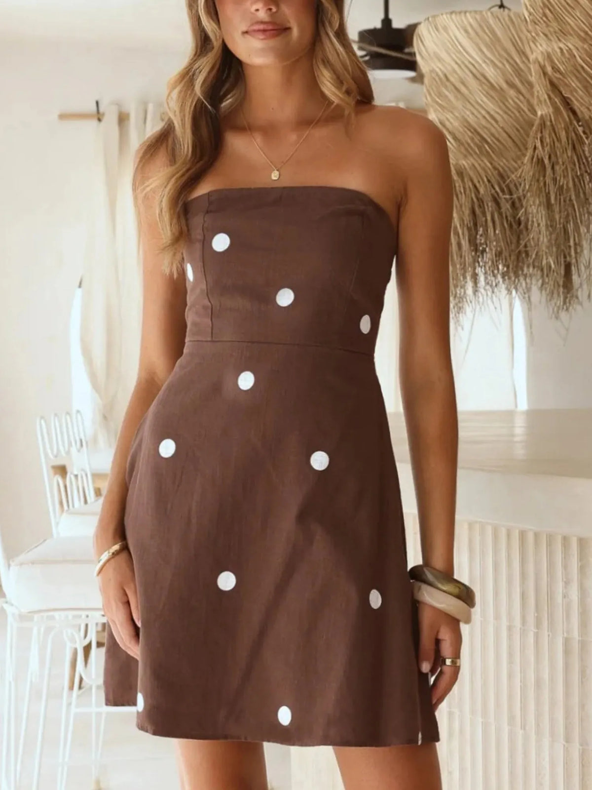 Polka Dots Strapless A-line Skirt Mini&Short Dresses