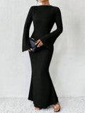 Hip-hugging Long Sleeve Slim-fit Maxi Dresses