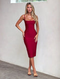 Anijah Midi Bandage Dress - Cherry