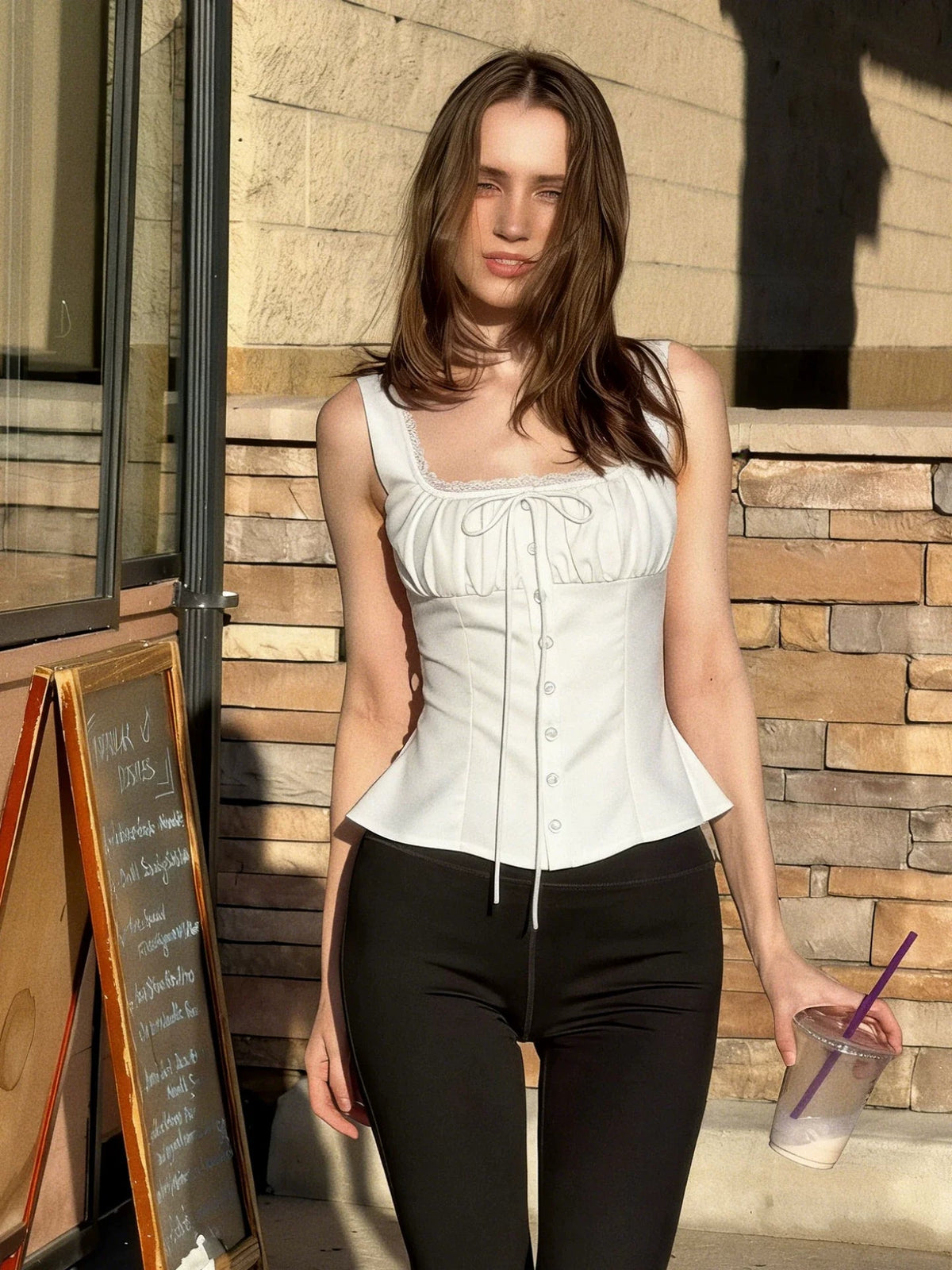 Kelis Lace Trim Ruched Tank