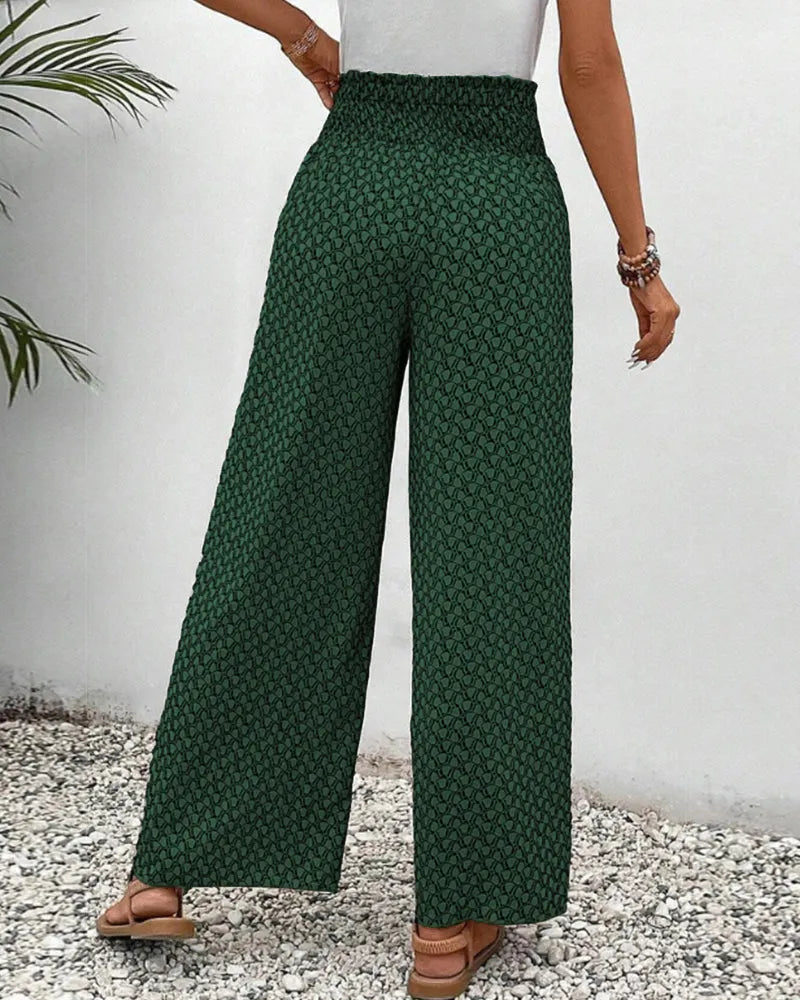Sophie-Rae - Airy High Waist Pants with Bohemian Print