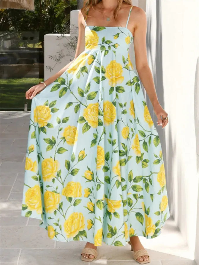 Women's Pleated Floral Midi Dress