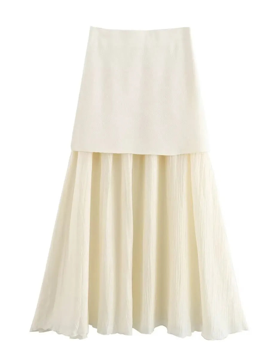 V-neck With Gold Buttons Vest Pleated Skirt 2-piece Sets