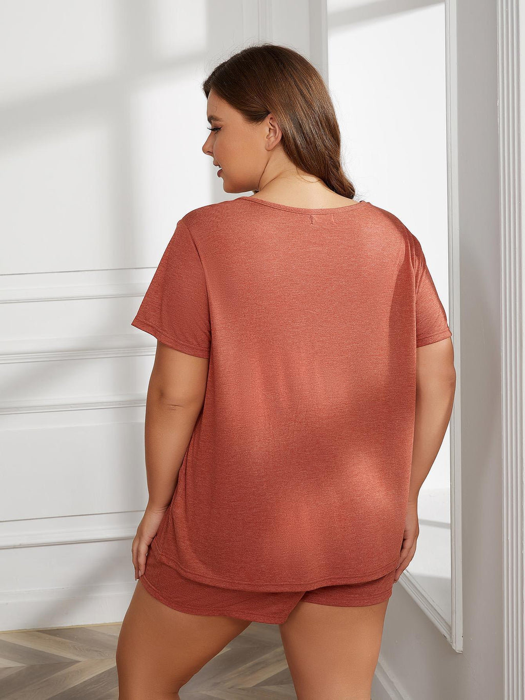 Plus Size Loungewear Set Casual Classic Everyday Top & Short
