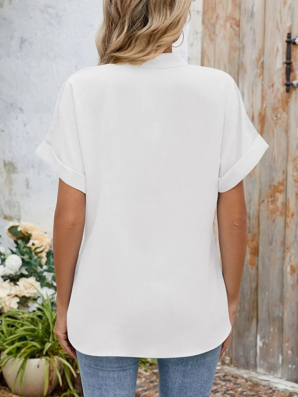 Blouse Top Button-Front Casual Workwear Everyday Cozy