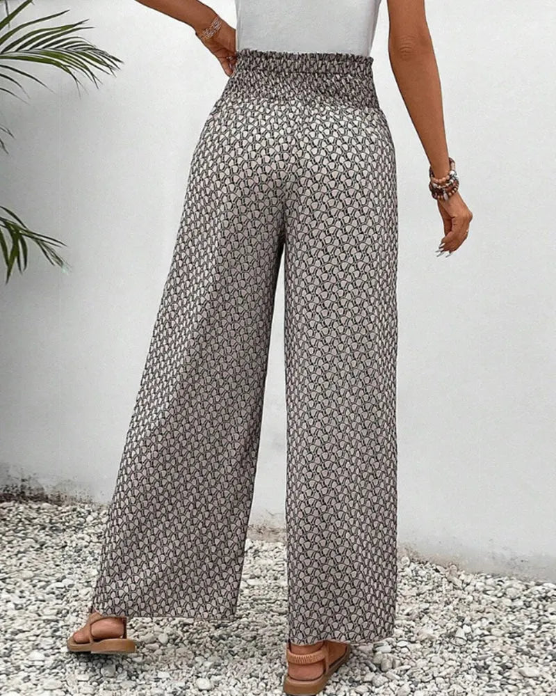 Sophie-Rae - Airy High Waist Pants with Bohemian Print