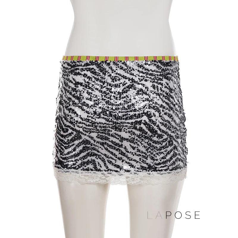 Zaylie Sequin Zebra Mini Skirt