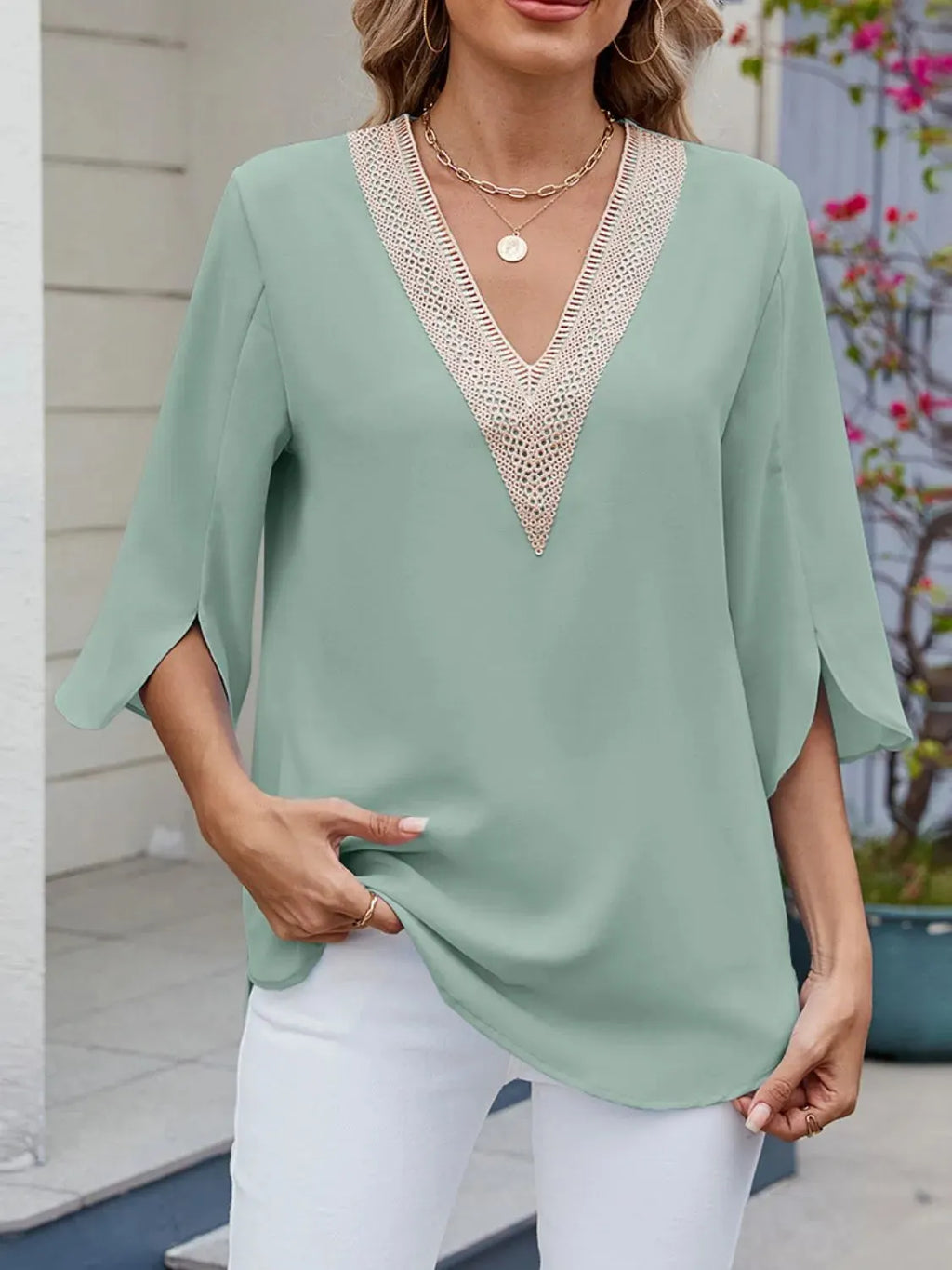 Blouse Top 3/4 Sleeve Workwear Business Casual Boho