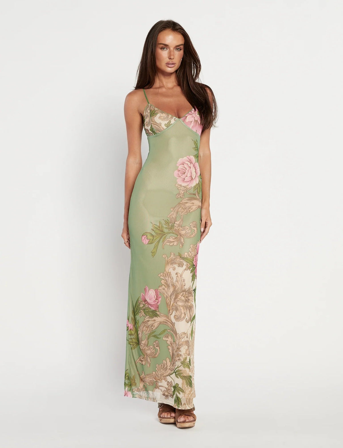 Arlette Radiant Floral Maxi Dress - Green