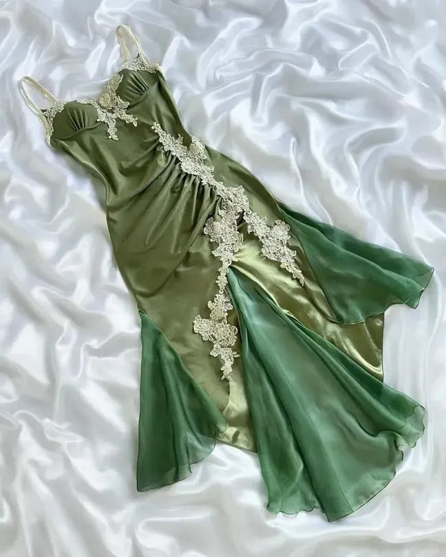 Olive Green Elegant Spaetti Strap Short Satin Lace Applique Homecoming Dress Prom Dress Party Dress Evening Dress
