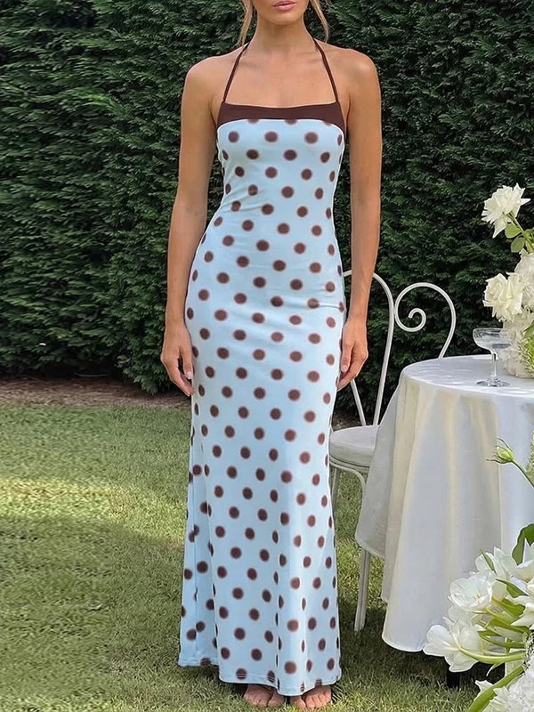 Rosalie Polka Dot Halter Maxi Dress