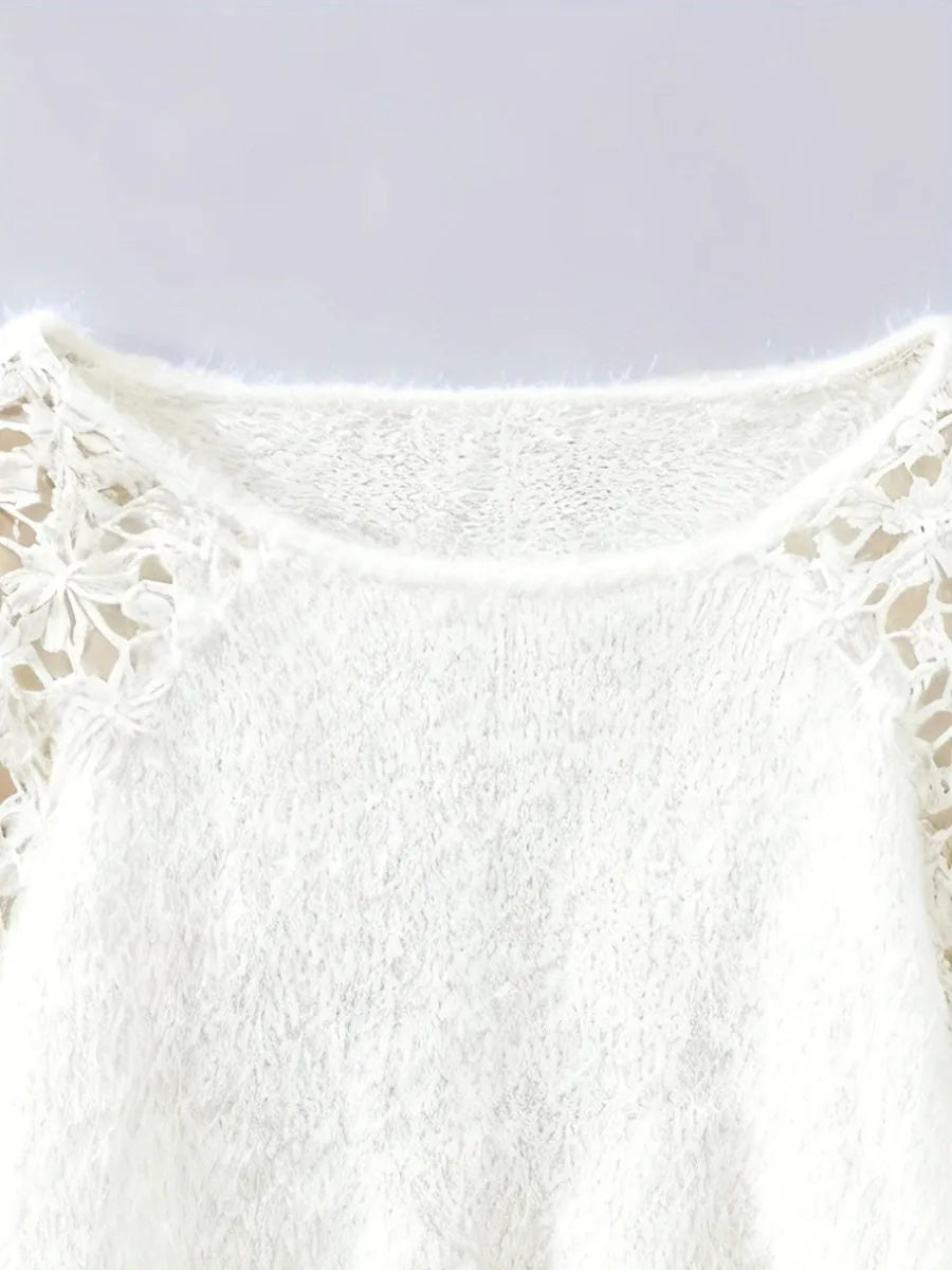 Lace Applique Loose-fit Sweaters
