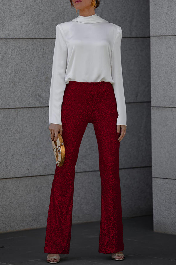 Glitter Sequin Women's High-Waisted Flared Pants