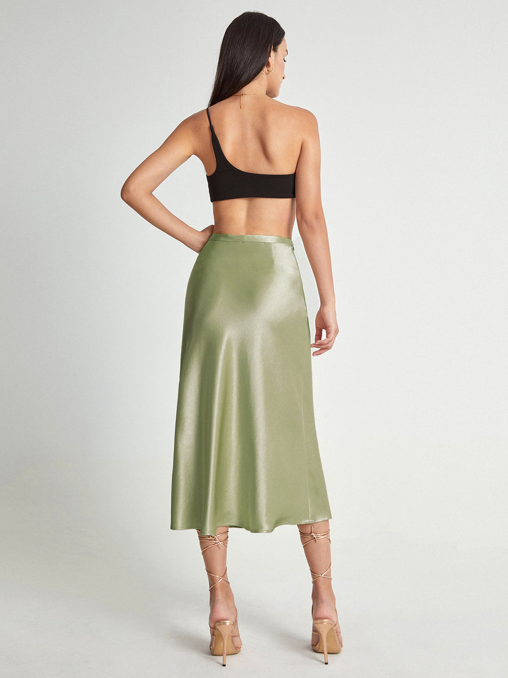 Emma - Satin Midi Skirt Elegant High Waist