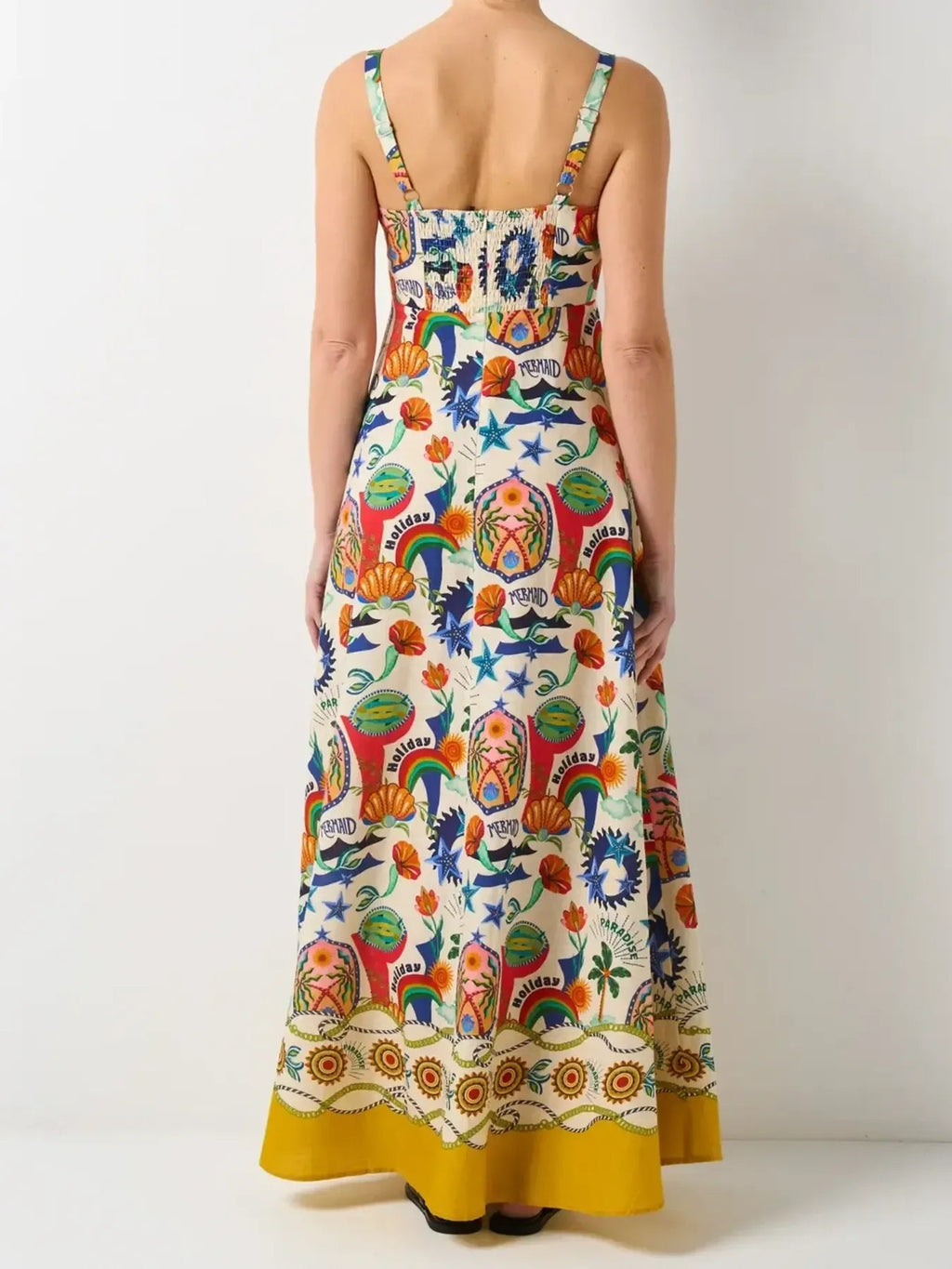 Maxi Dress Square Neck Cami Boho Printed Colorful Summer