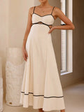 Camisoles Color Matching Color-blocked Hollow Vacation And Leisure Maxi Dresses
