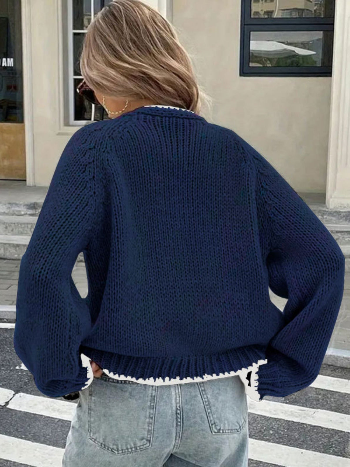 Bow Tie Color-blocked Cardigans