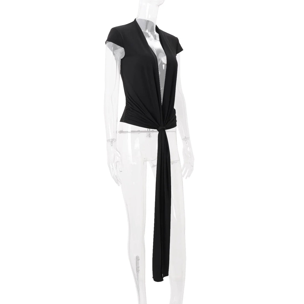 Myra Plunging Tie-Front Top