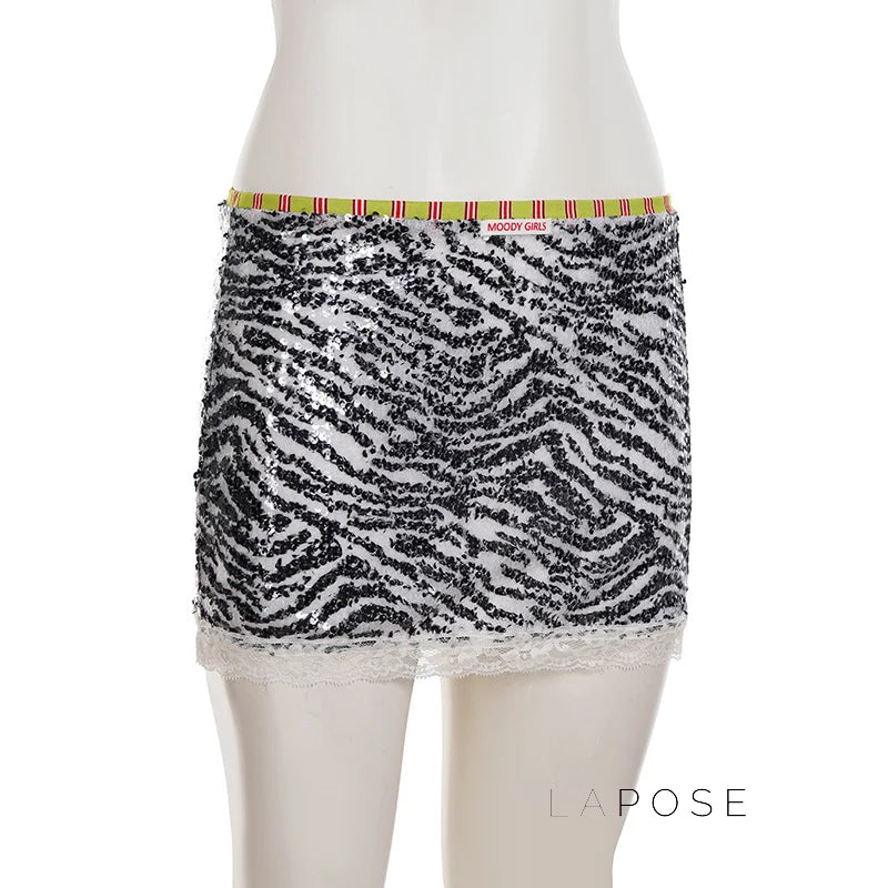Zaylie Sequin Zebra Mini Skirt