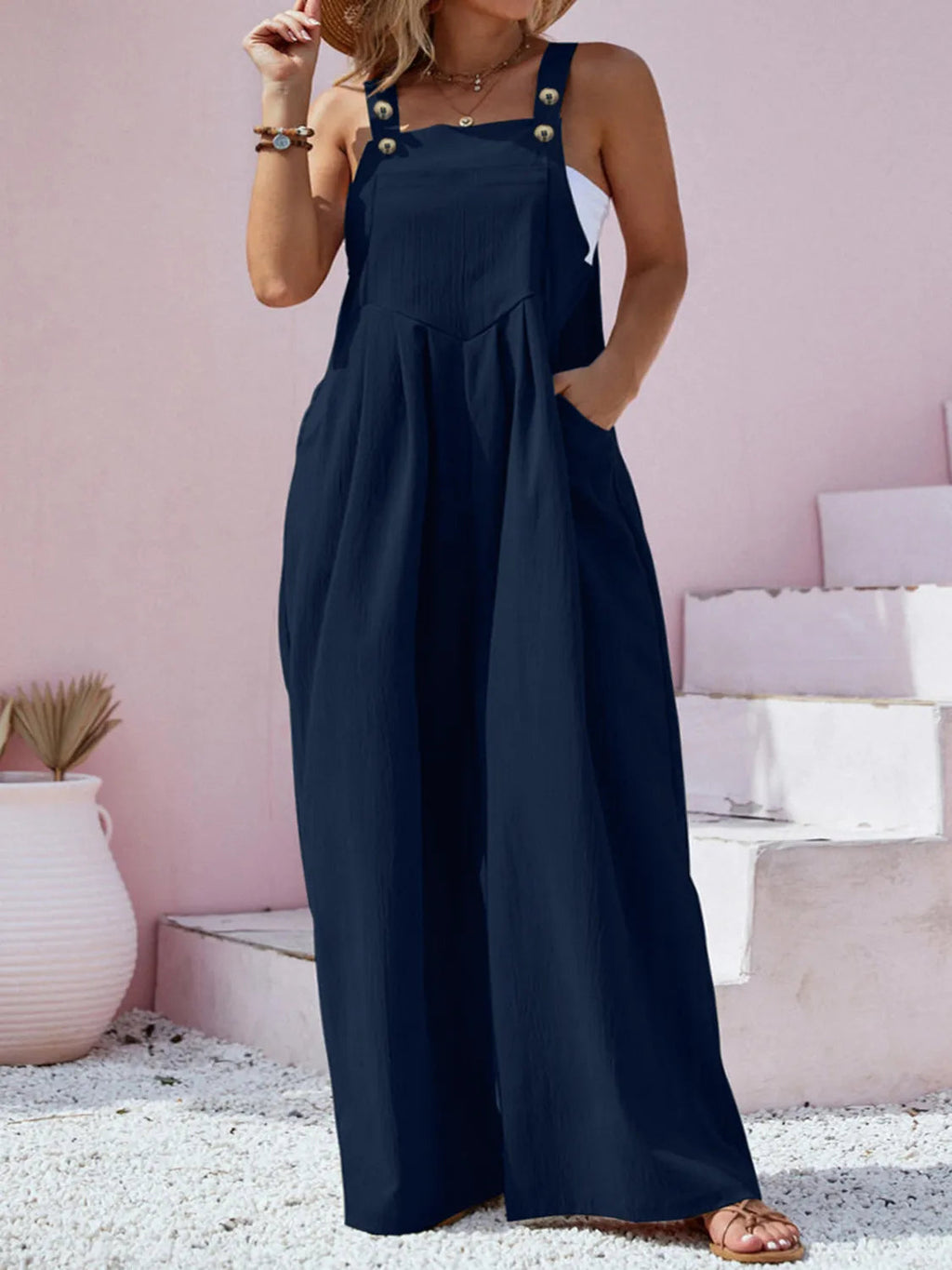 Overalls Boho Wide Leg Jumpsuit Flattering Vacation