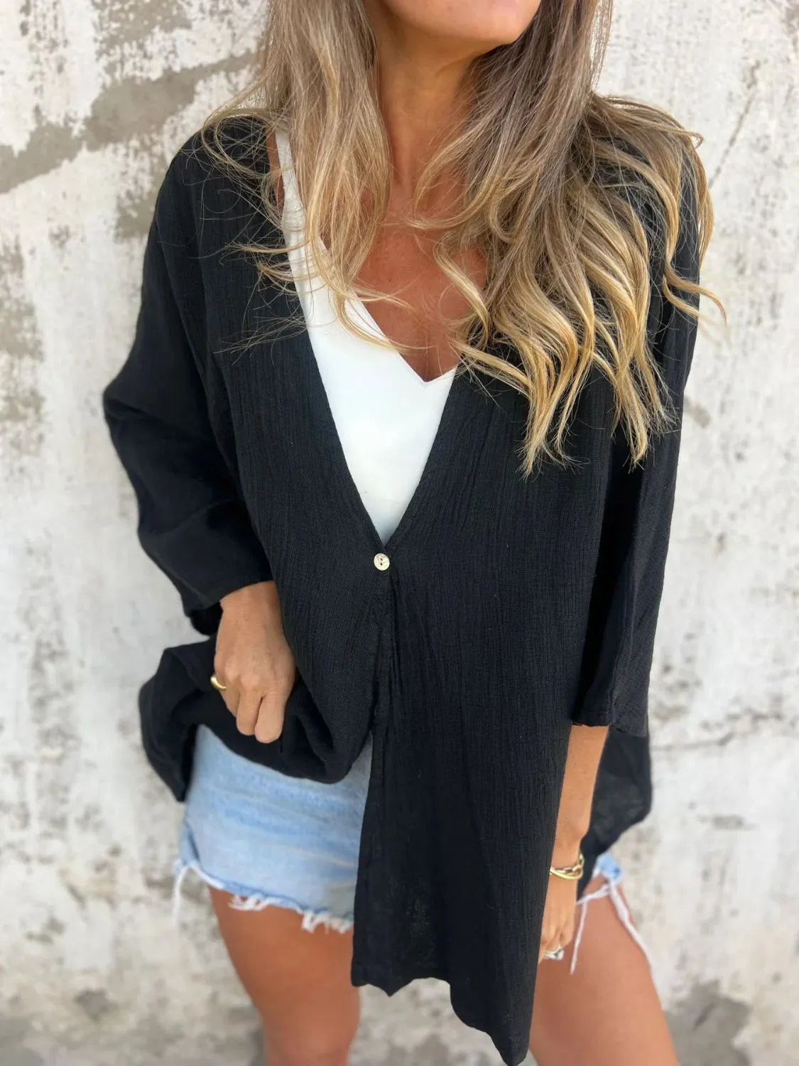 Kimono Blouse Top Transitional Layering Oversized Boho