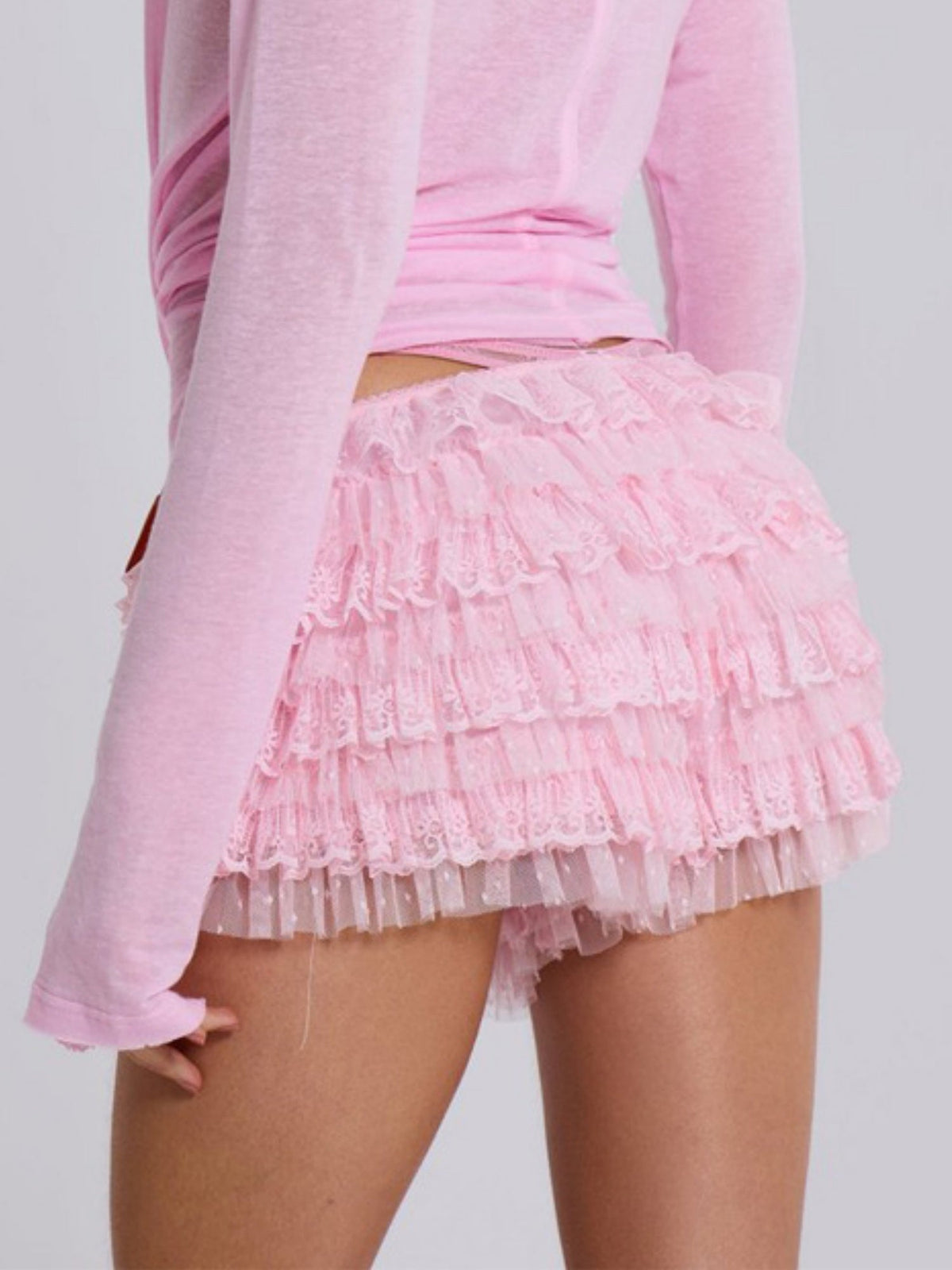 Y2K Bow Lace Multi-layered Wavy Lace Sweet Shorts