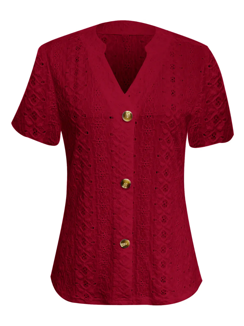 Blouse Top Casual Chic Lace Openwork Notched Neck Boho