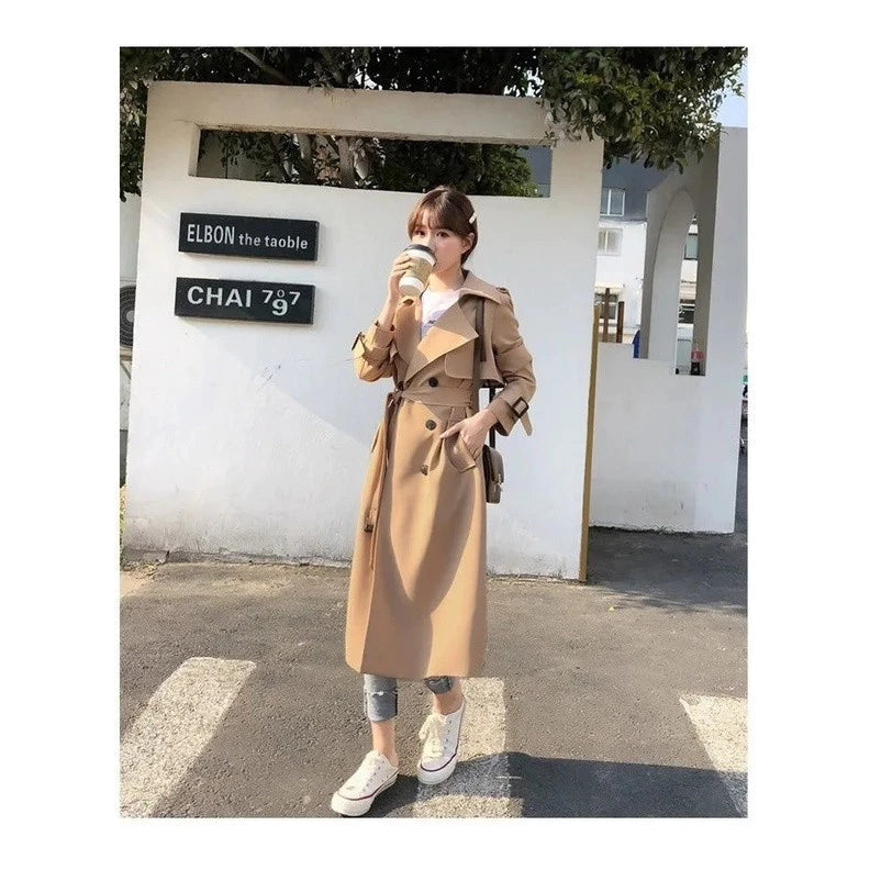Women's Waterproof Long Trench Coat with Belt