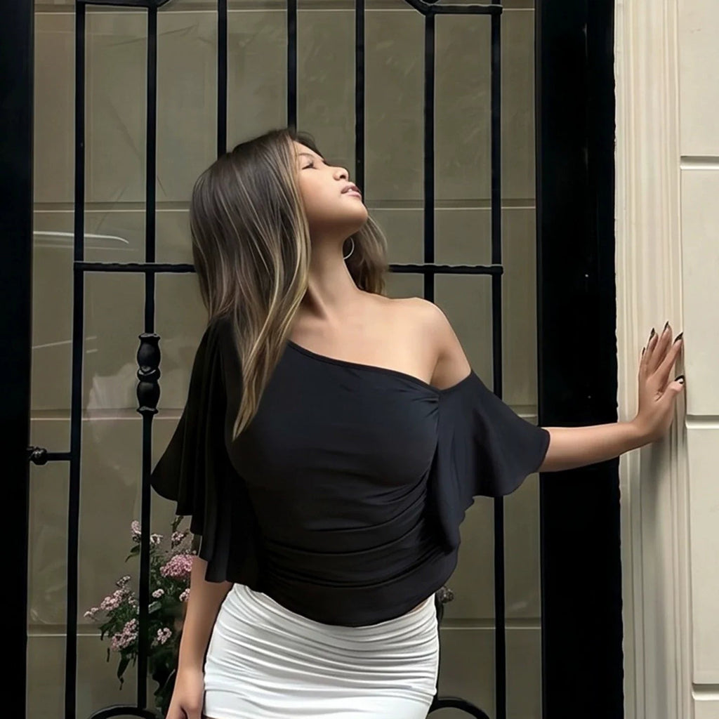 Aaliyah One Shoulder Ruched Top