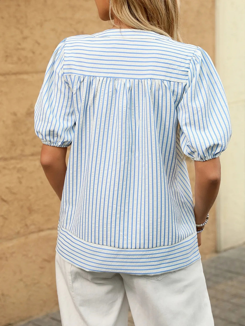 Blouse Top Casual Preppy Striped Chic Office Workwear
