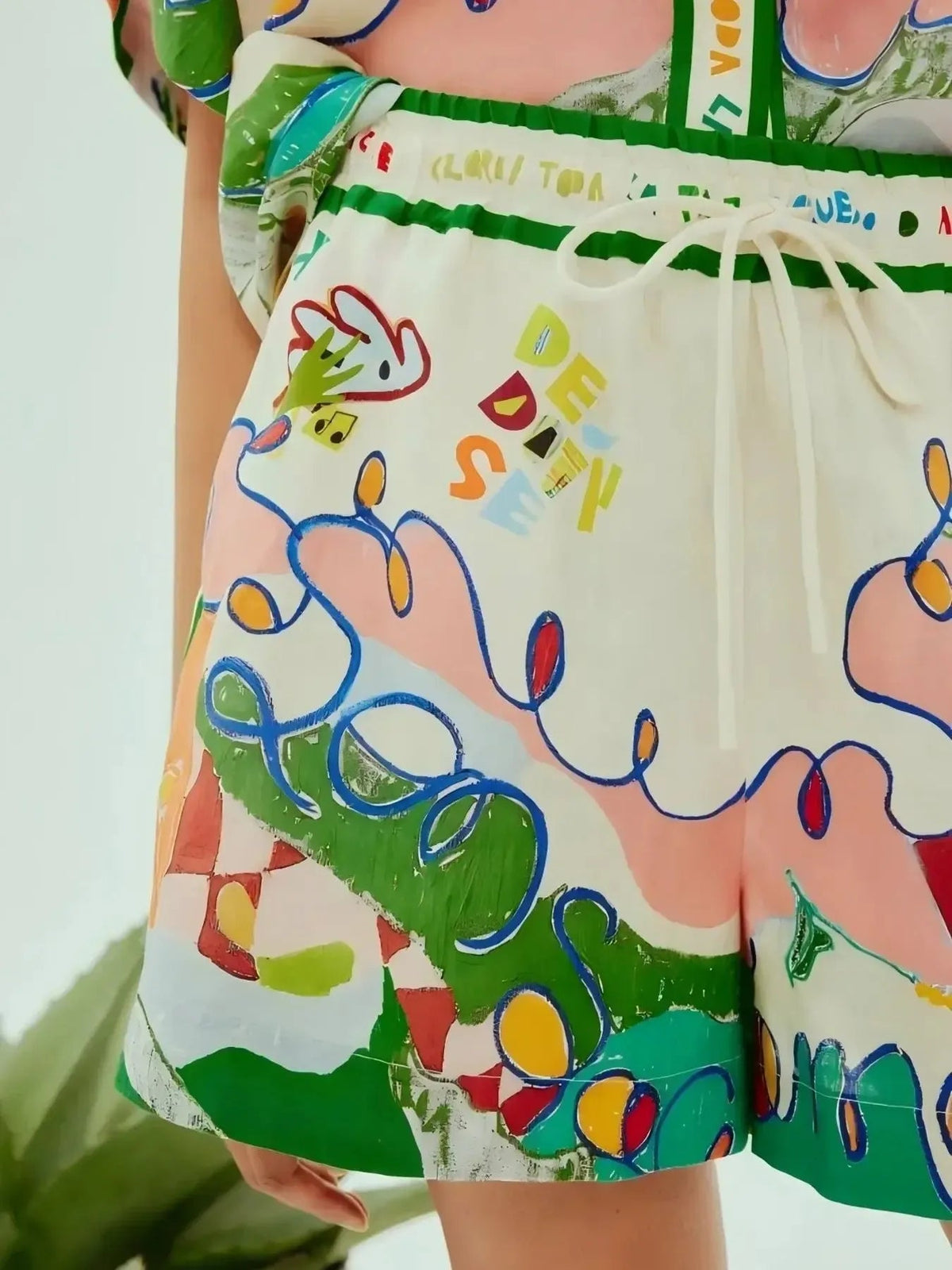 Two-Piece Outfit Set Short-Sleeve Top & Drawstring Shorts