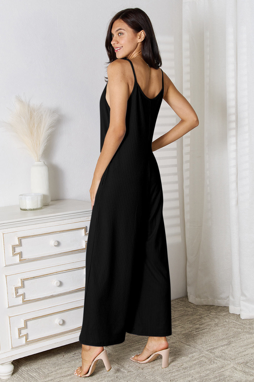 Spaghetti Strap V-Neck Jumpsuit – Full Size Casual