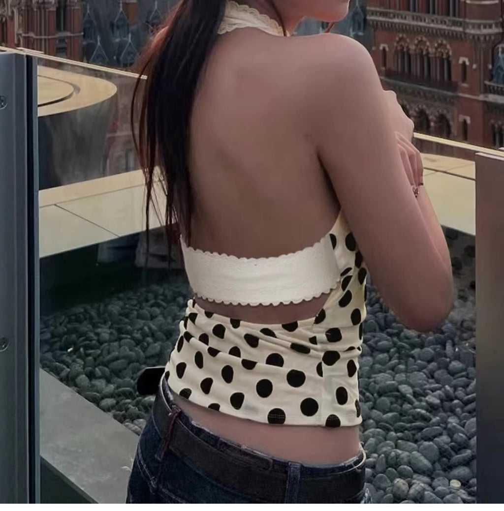 Polka Dot Halter Neck Top