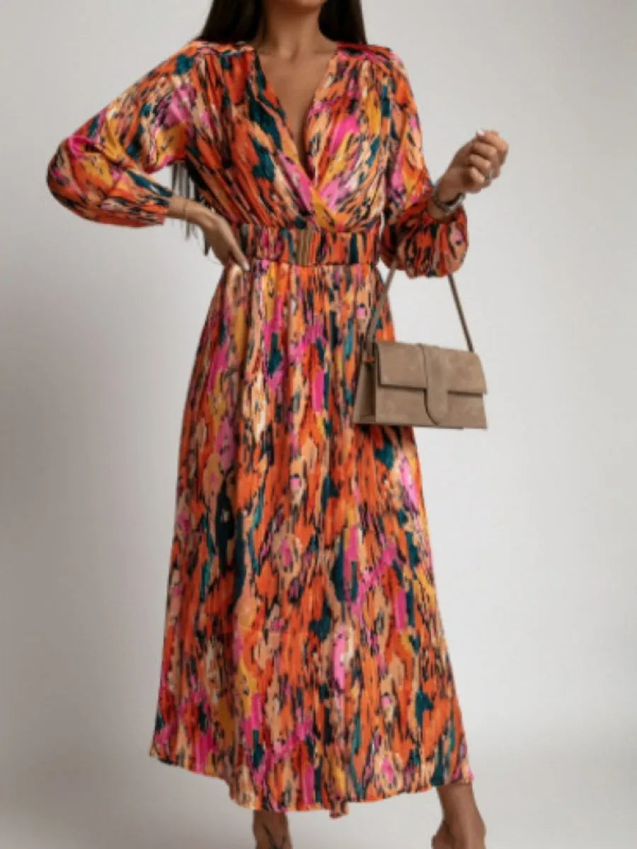 Printed Belts Wrap-up Maxi Dresses