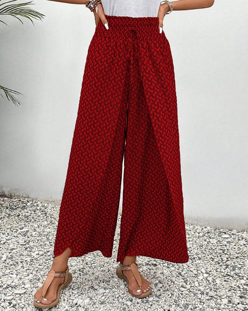 Sophie-Rae - Airy High Waist Pants with Bohemian Print
