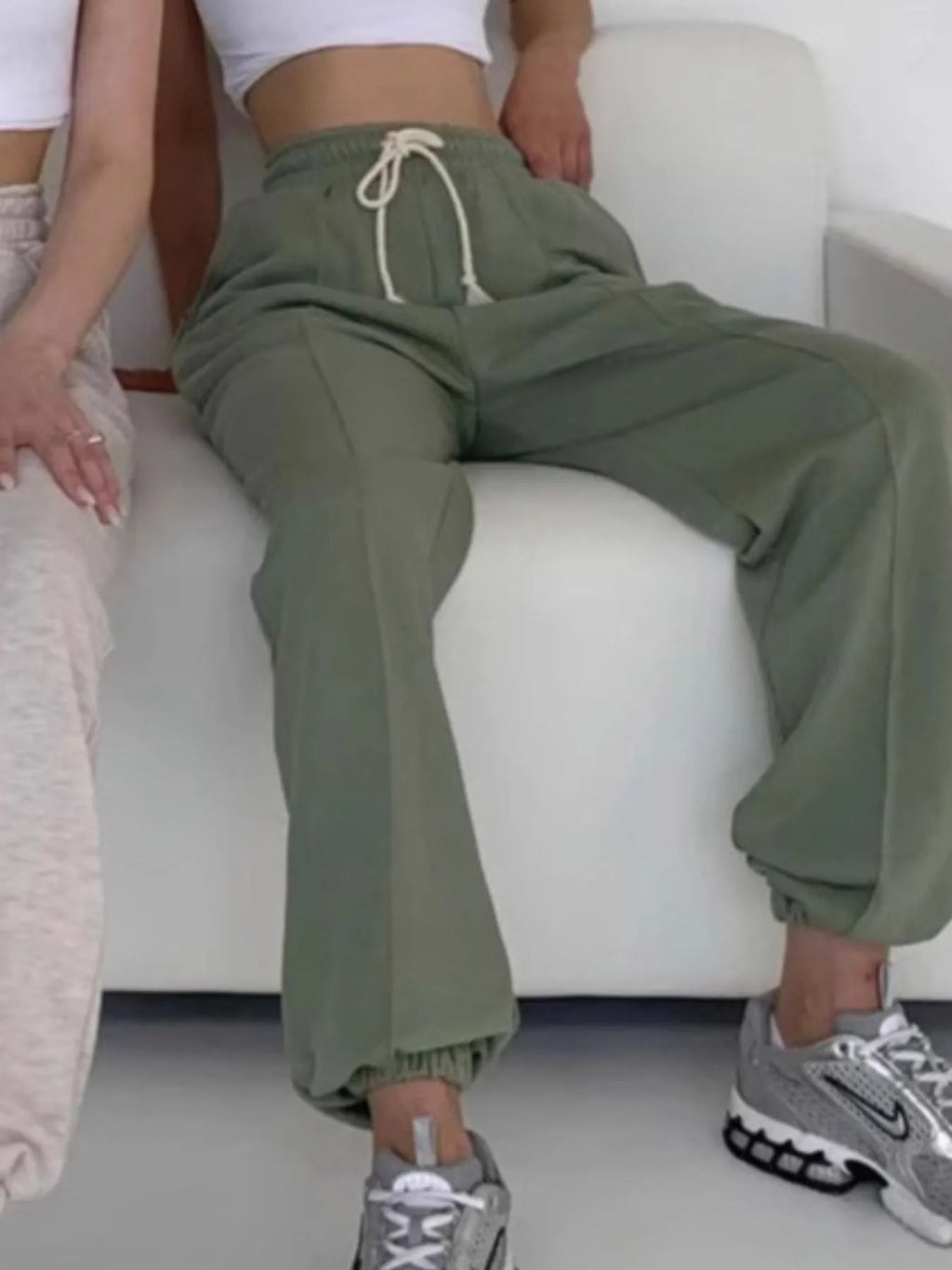 Jogger Pant Drawstring Tapered Leg Casual Chic Holiday