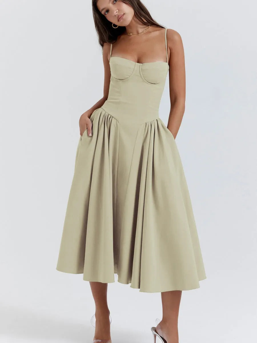 Camisoles Big Swing Solid Color Midi Dresses