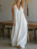 Sleeveless Loose-fitting Long Dress With Pockets