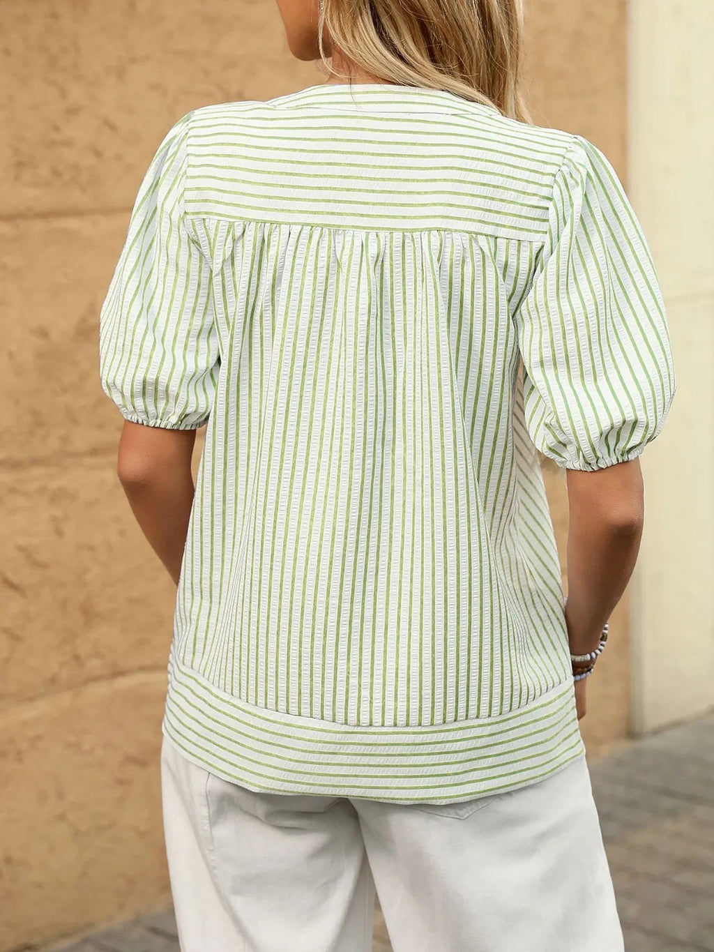 Blouse Top Casual Preppy Striped Chic Office Workwear