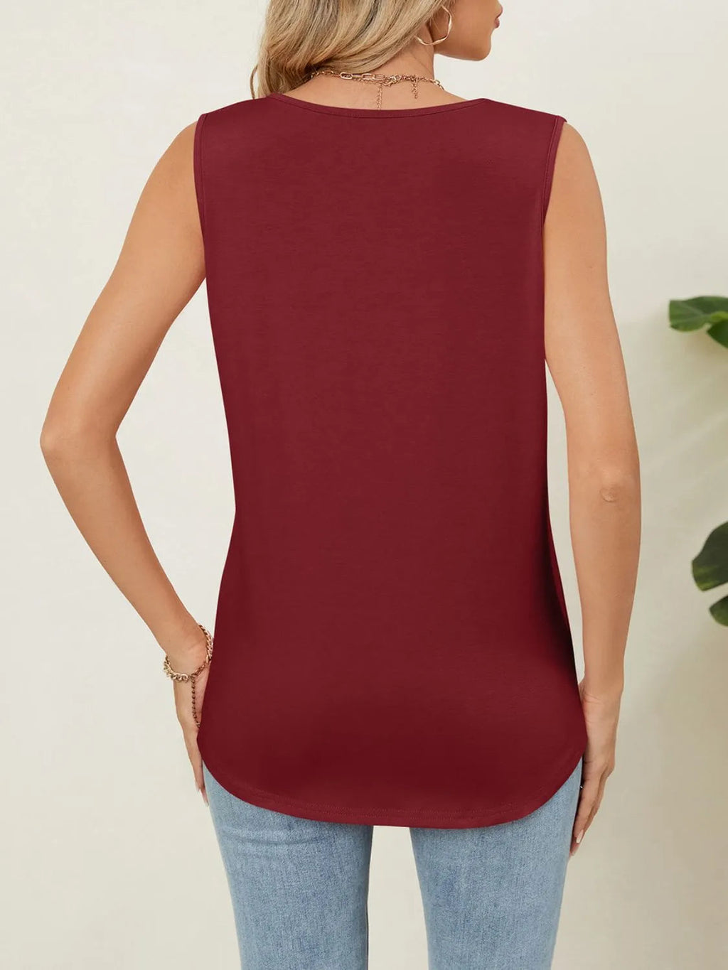 Tank Top Basic Casual Comfort Boho Chic Pleated Stretch