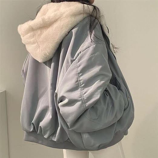 Oversized Women's Bomber Jacket with Fleece Lining