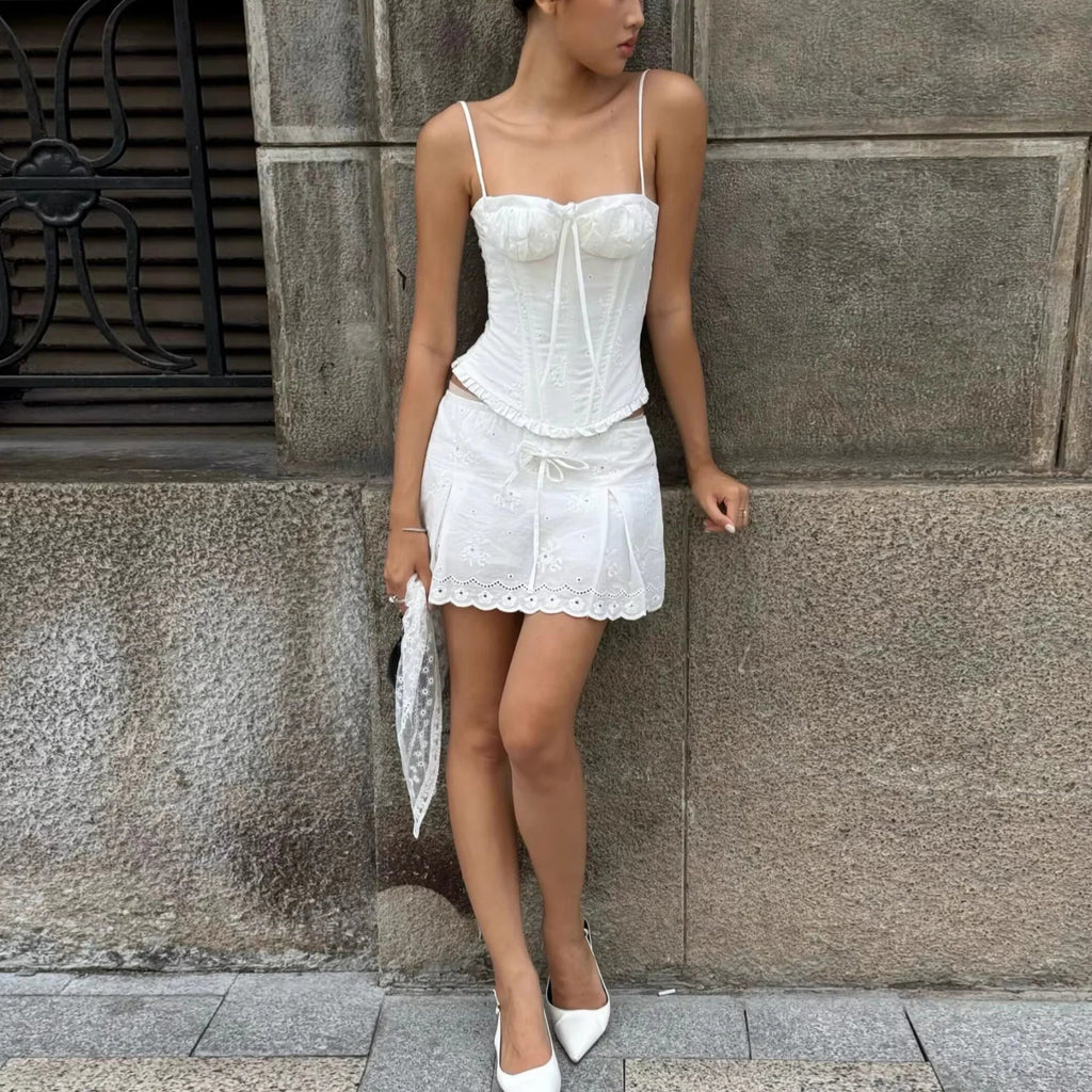 Corset Detail Skirt Set