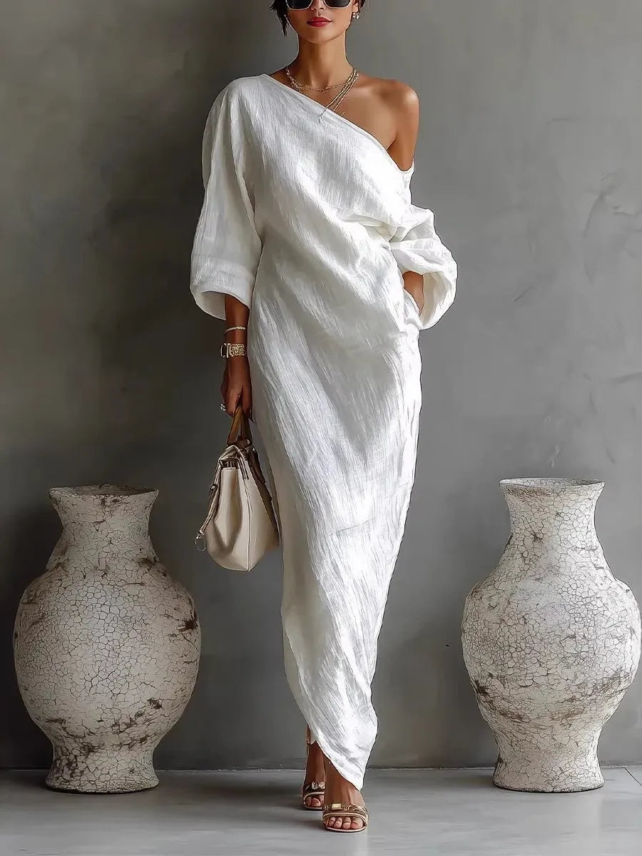 Asymmetrical Off-shoulder Long Dress