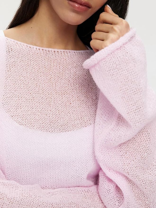 Women's Lightweight Fine-Knit Sweater with Wide Sleeves